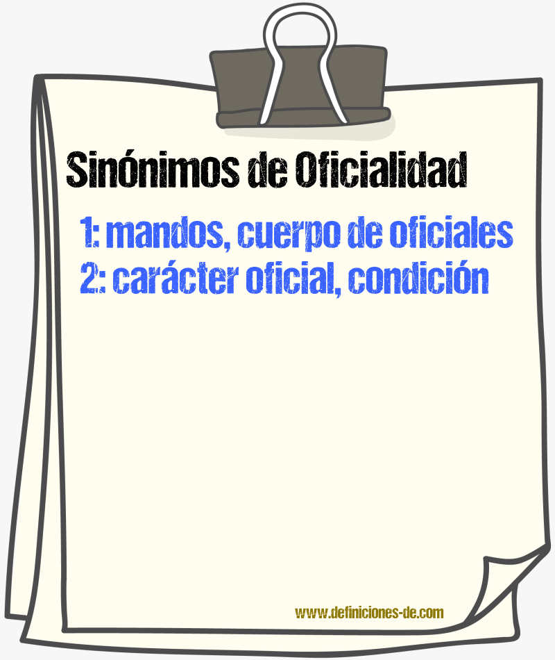 Sinónimos de oficialidad