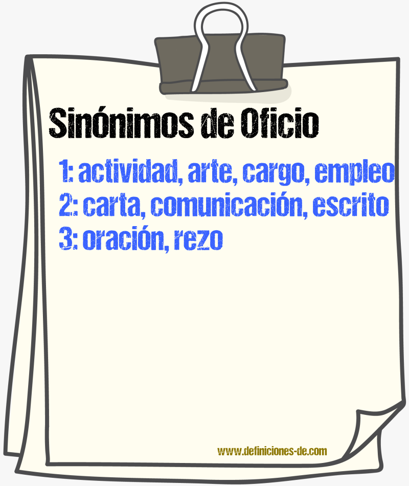 Sinnimos de oficio