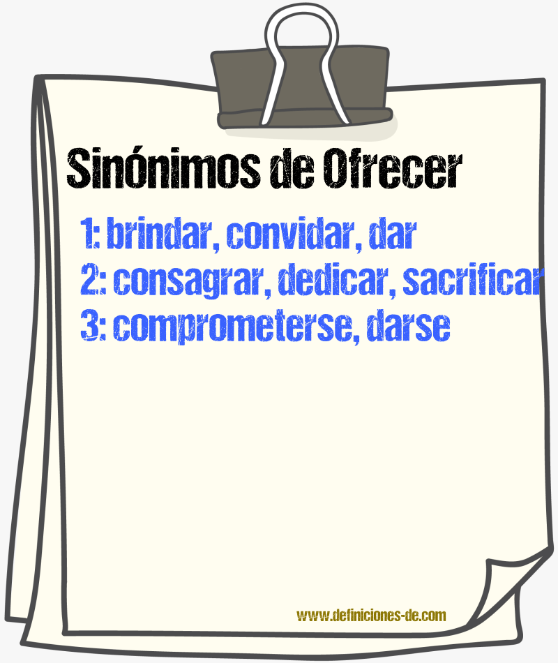 Sinnimos de ofrecer