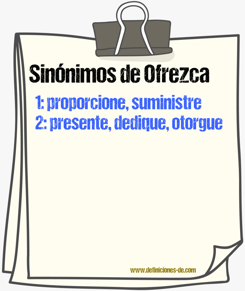 Sinónimos de ofrezca
