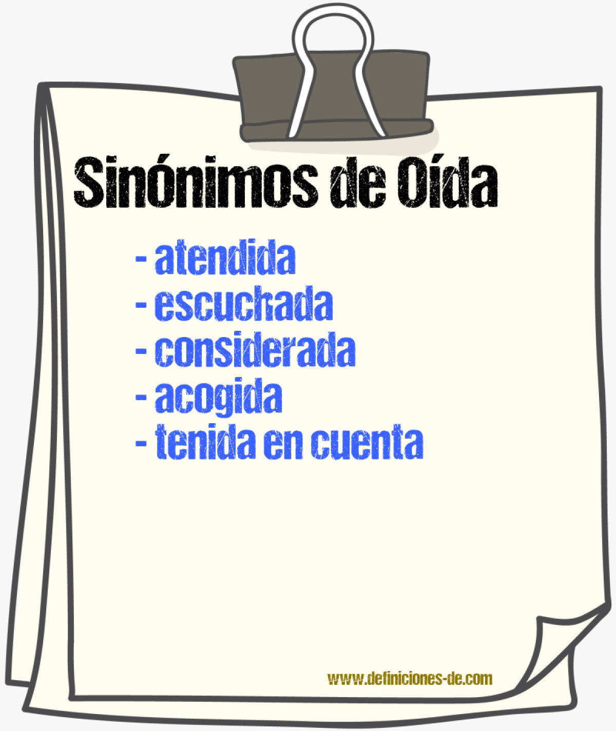 Sinónimos de oída