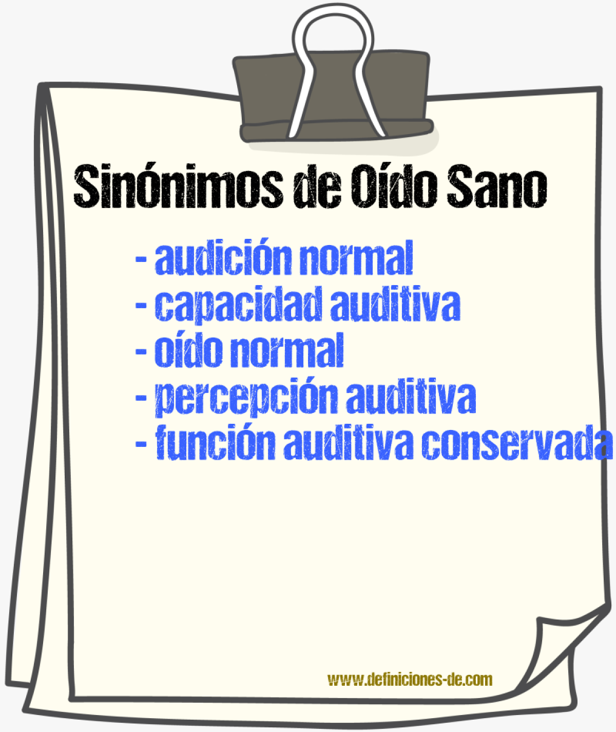 Sinónimos de oído sano