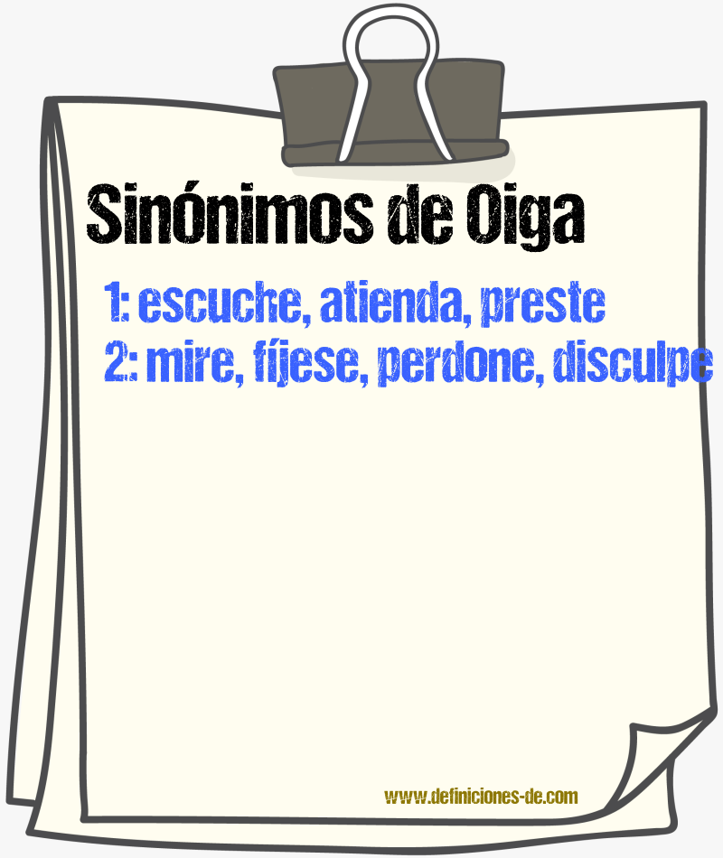 Sinónimos de oiga