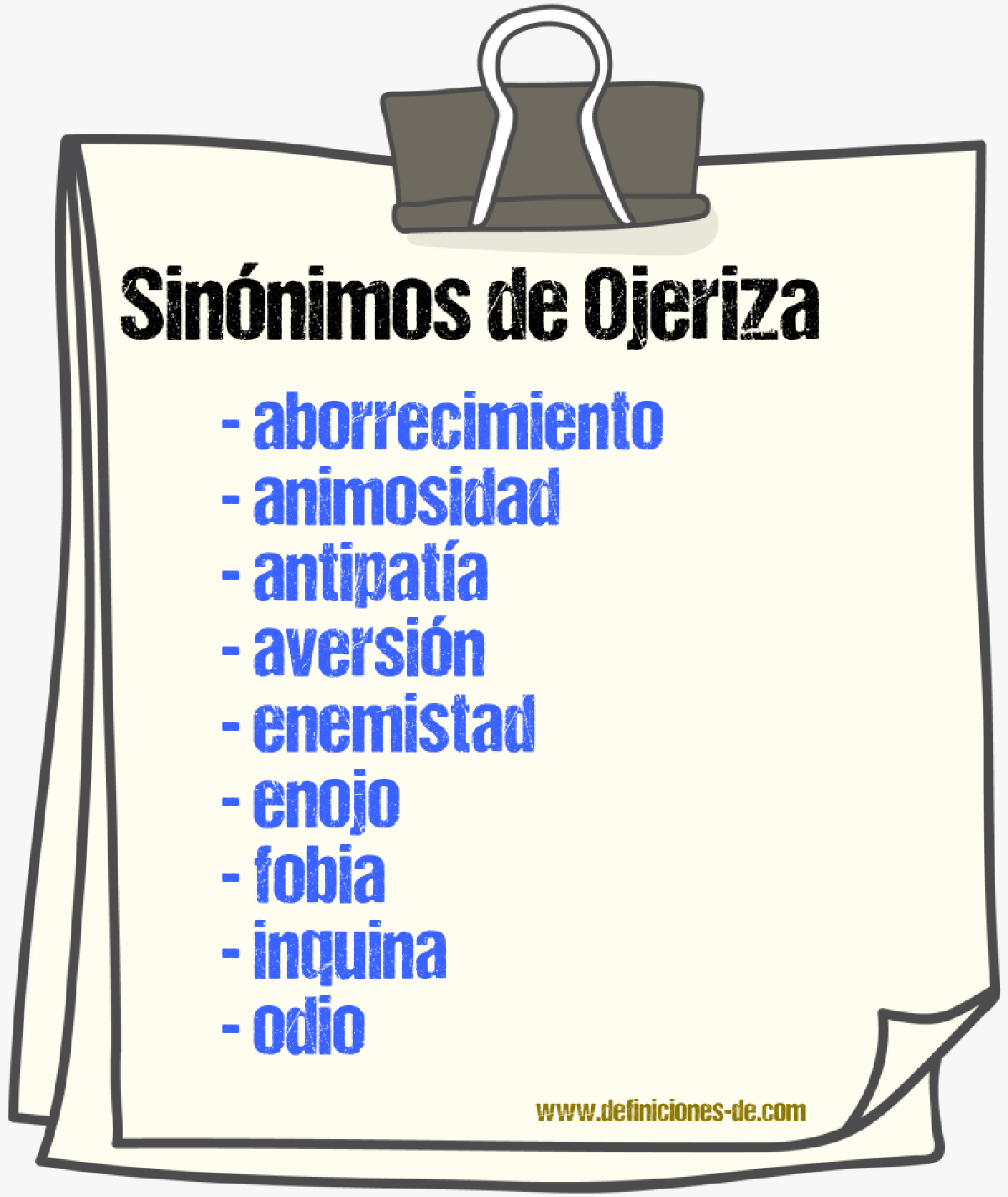 Sinnimos de ojeriza