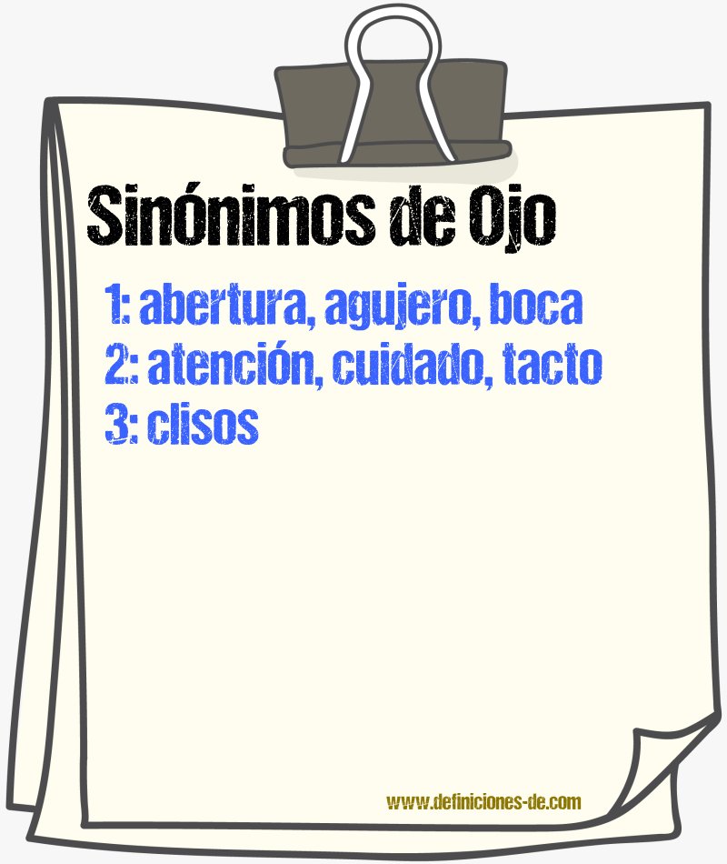 Sinnimos de ojo