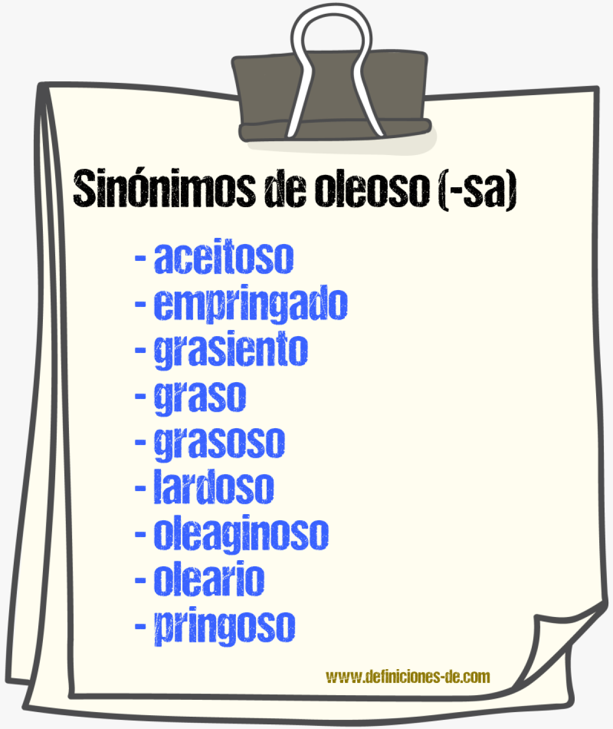 Sinnimos de oleoso