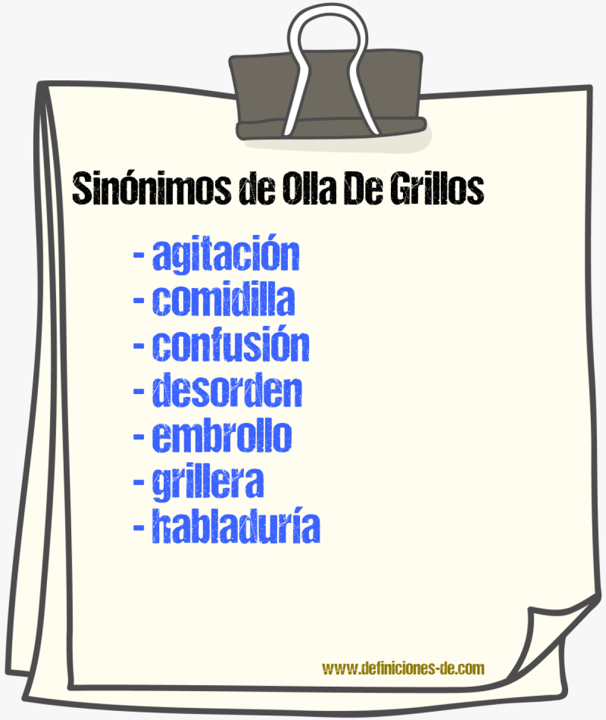 Sinnimos de olla de grillos