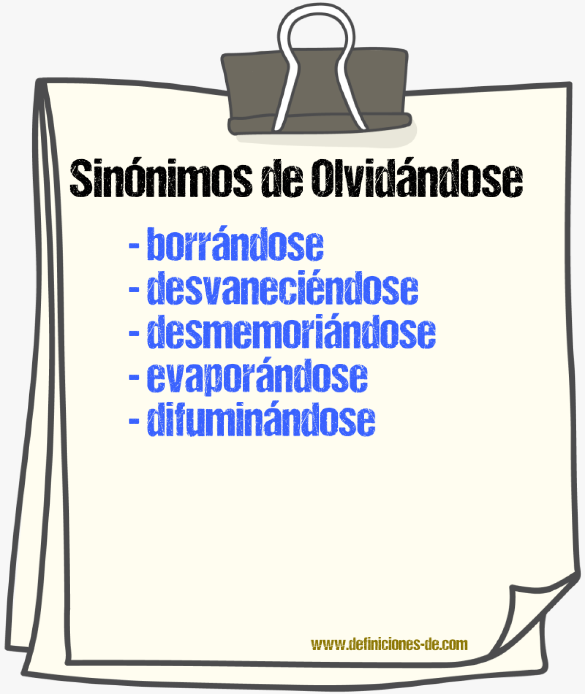 Sinónimos de olvidándose