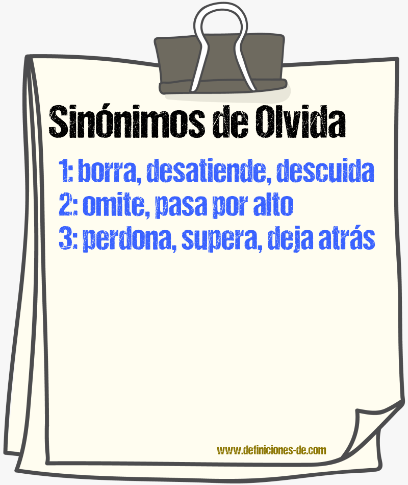 Sinónimos de olvida