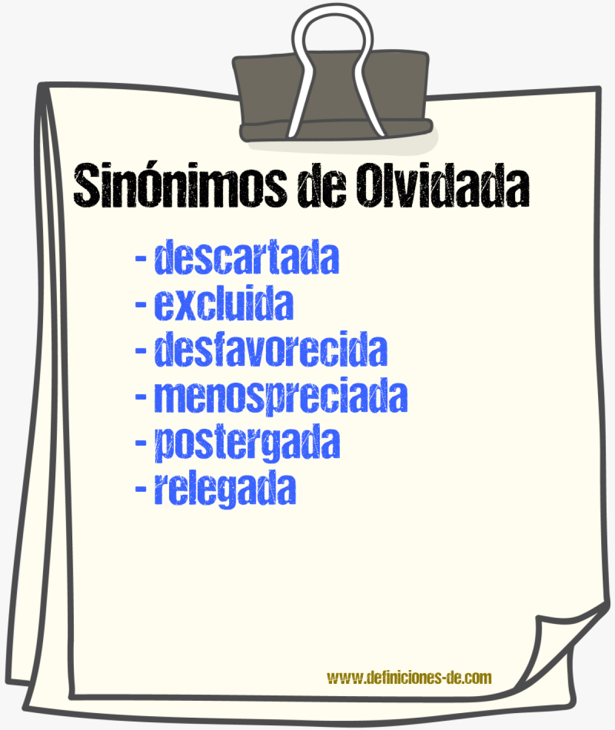 Sinónimos de olvidada