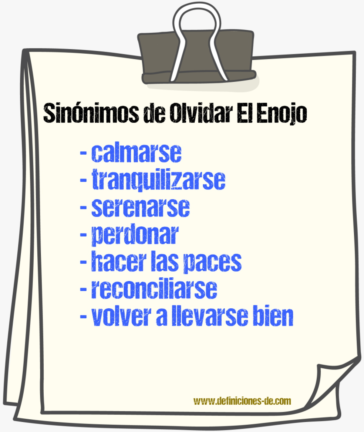 Sinónimos de olvidar el enojo