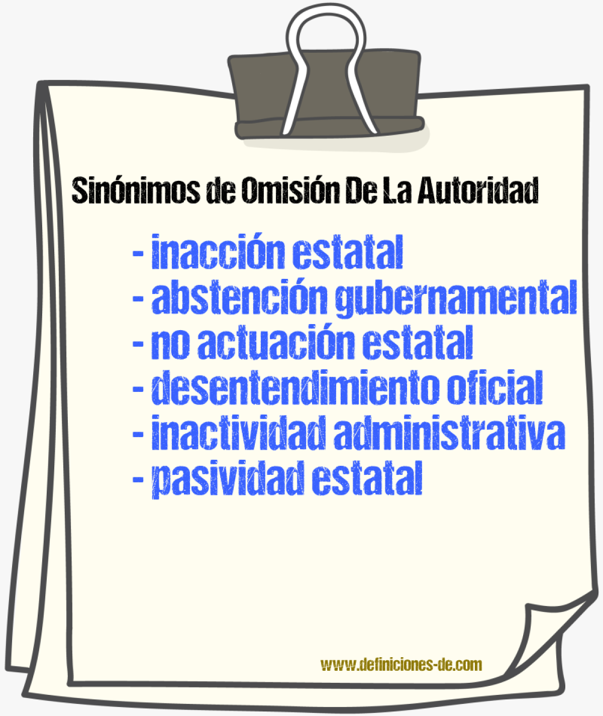 Sinónimos de omisión de la autoridad