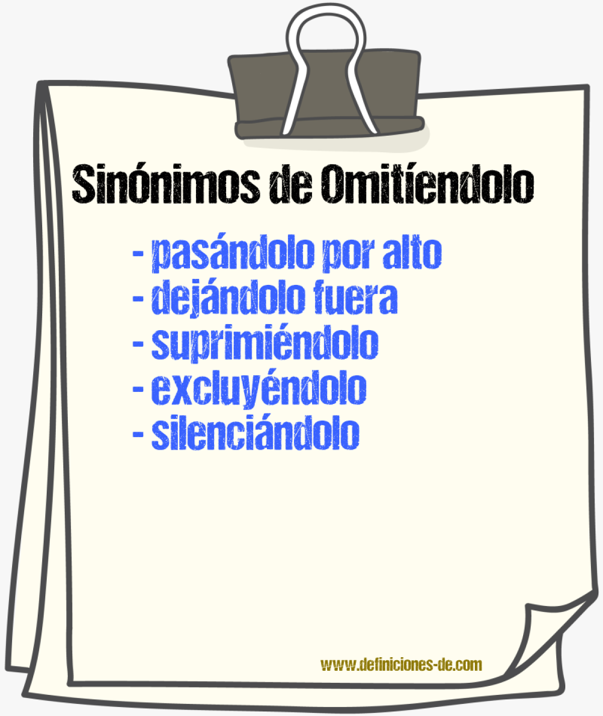 Sinónimos de omitíendolo