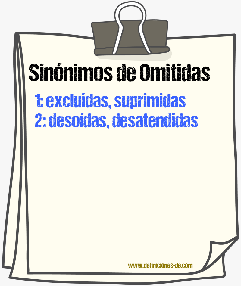 Sinónimos de omitidas