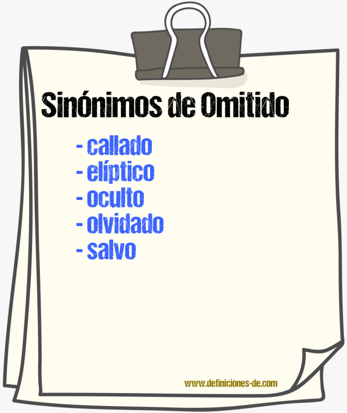 Sinnimos de omitido