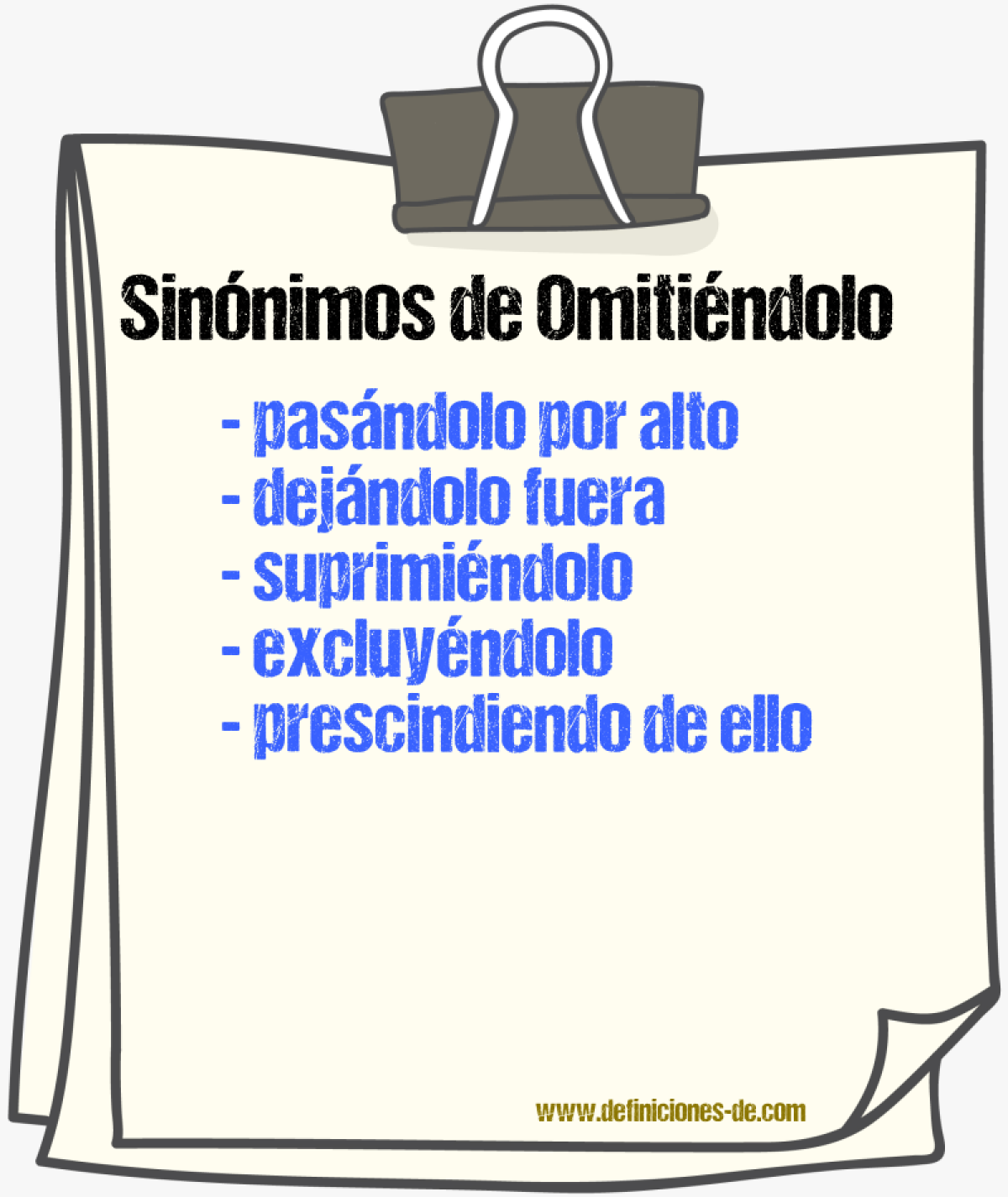 Sinónimos de omitiéndolo