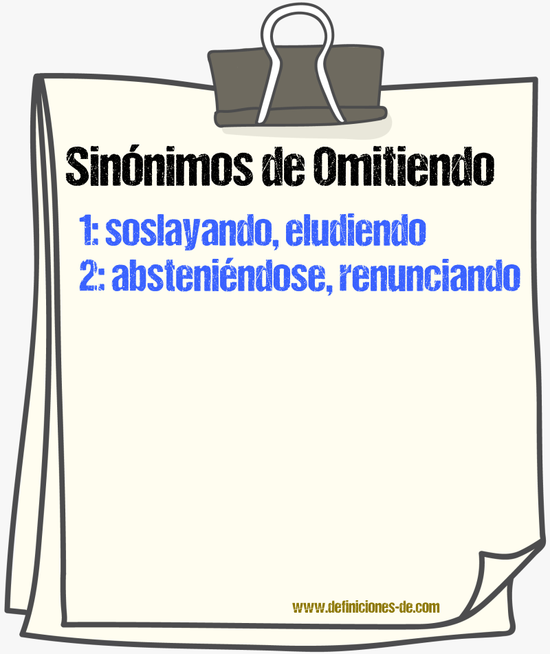 Sinónimos de omitiendo