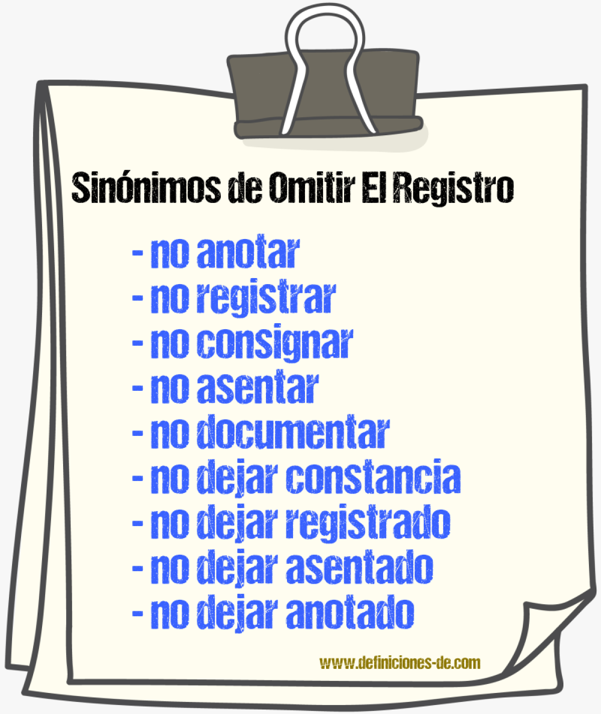 Sinónimos de omitir el registro