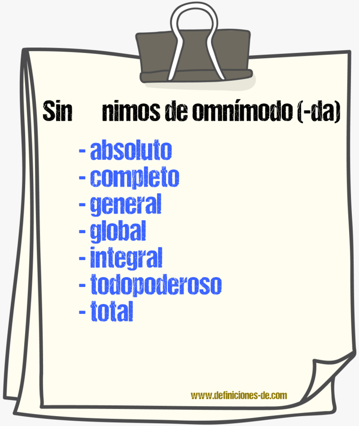 Sinnimos de omnmodo