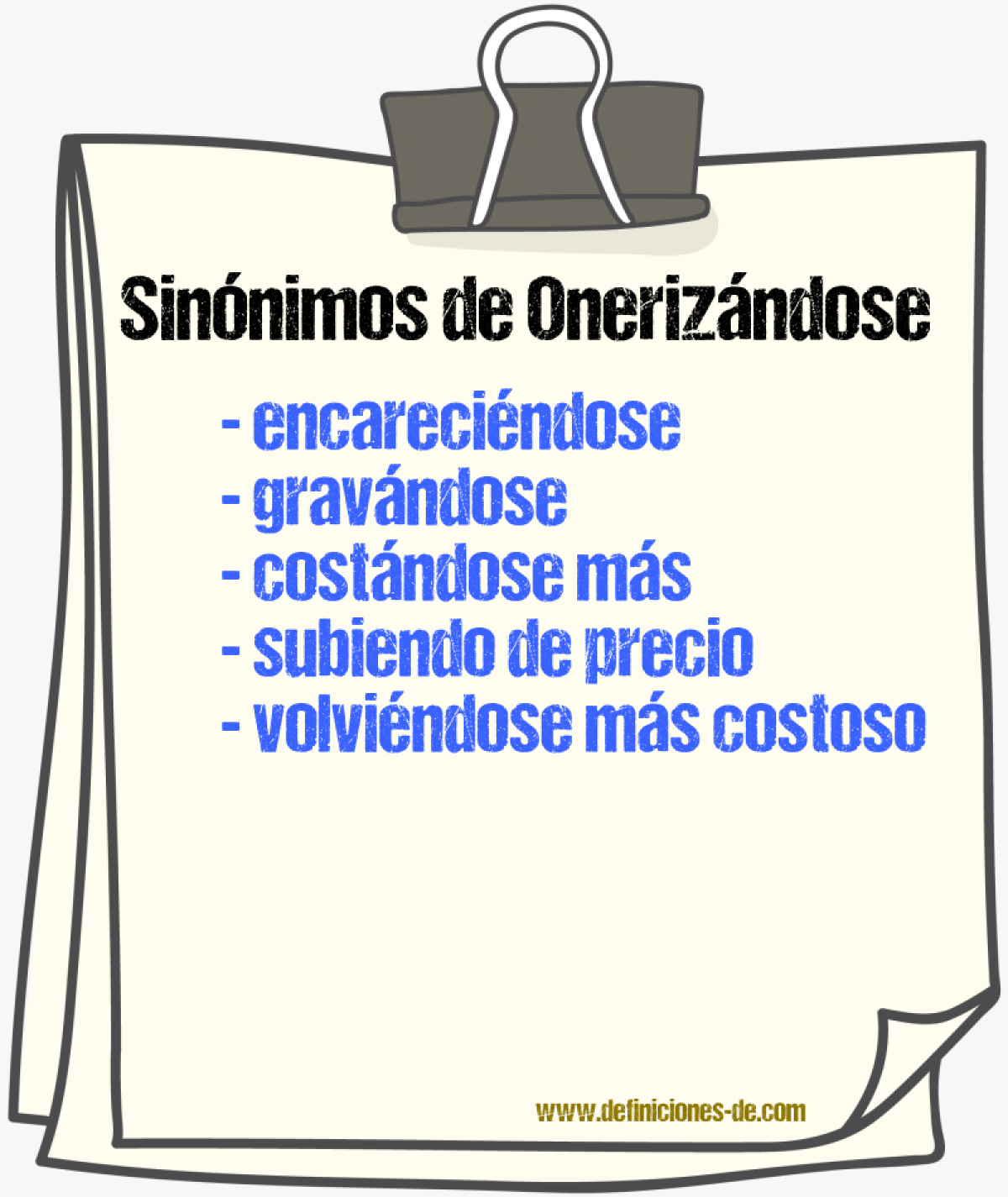 Sinónimos de onerizándose