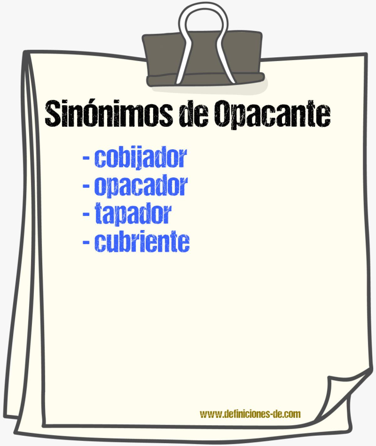 Sinnimos de opacante