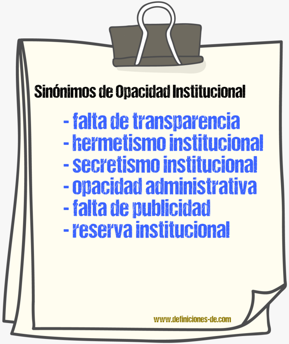 Sinónimos de opacidad institucional