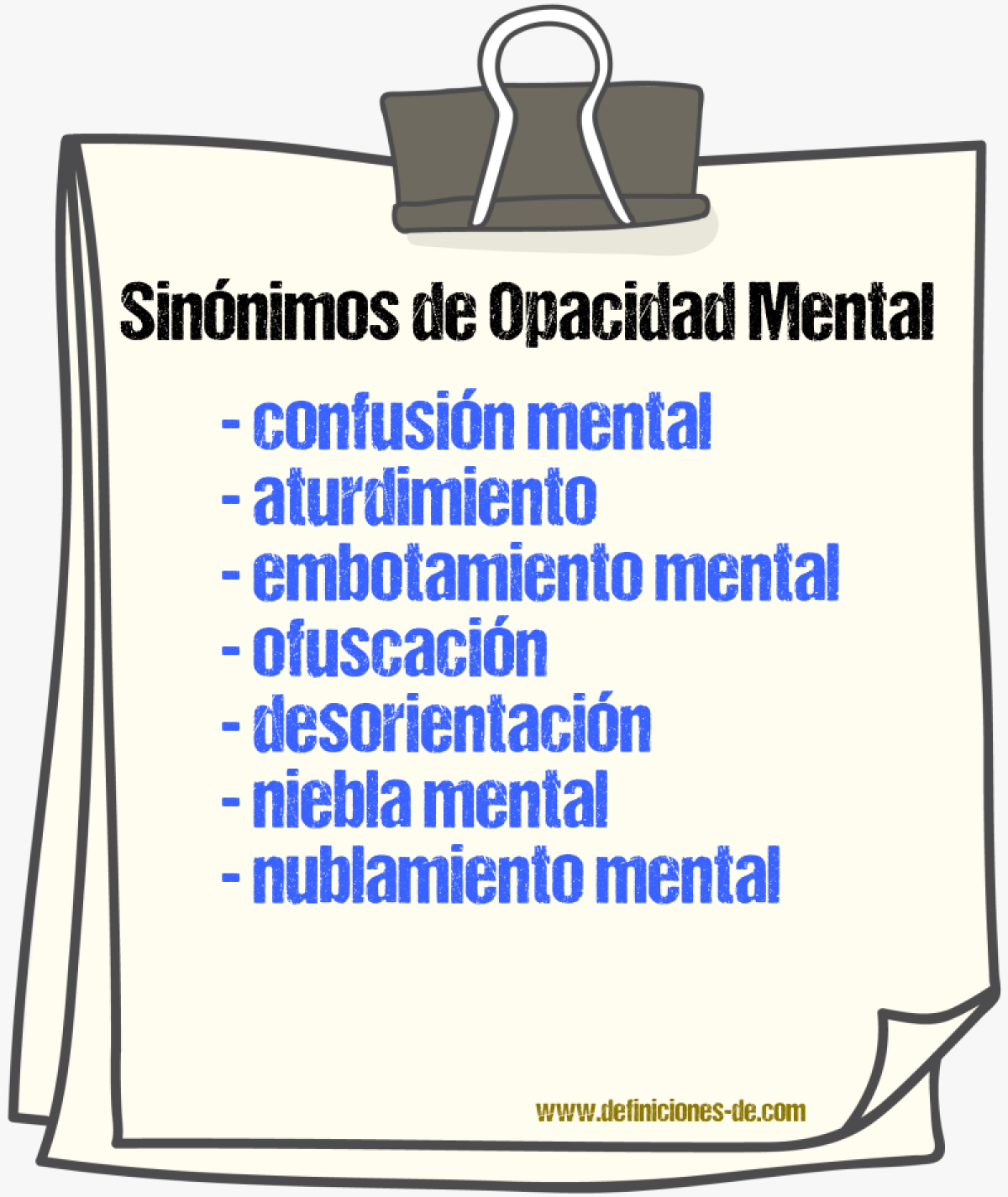 Sinónimos de opacidad mental