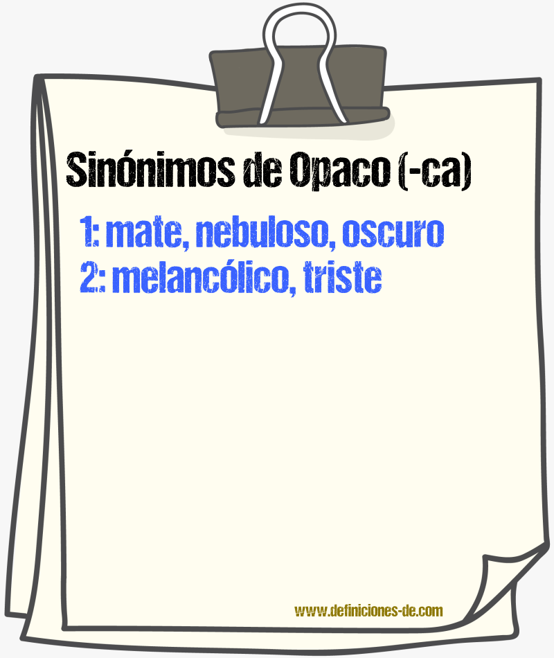 Sinnimos de opaco