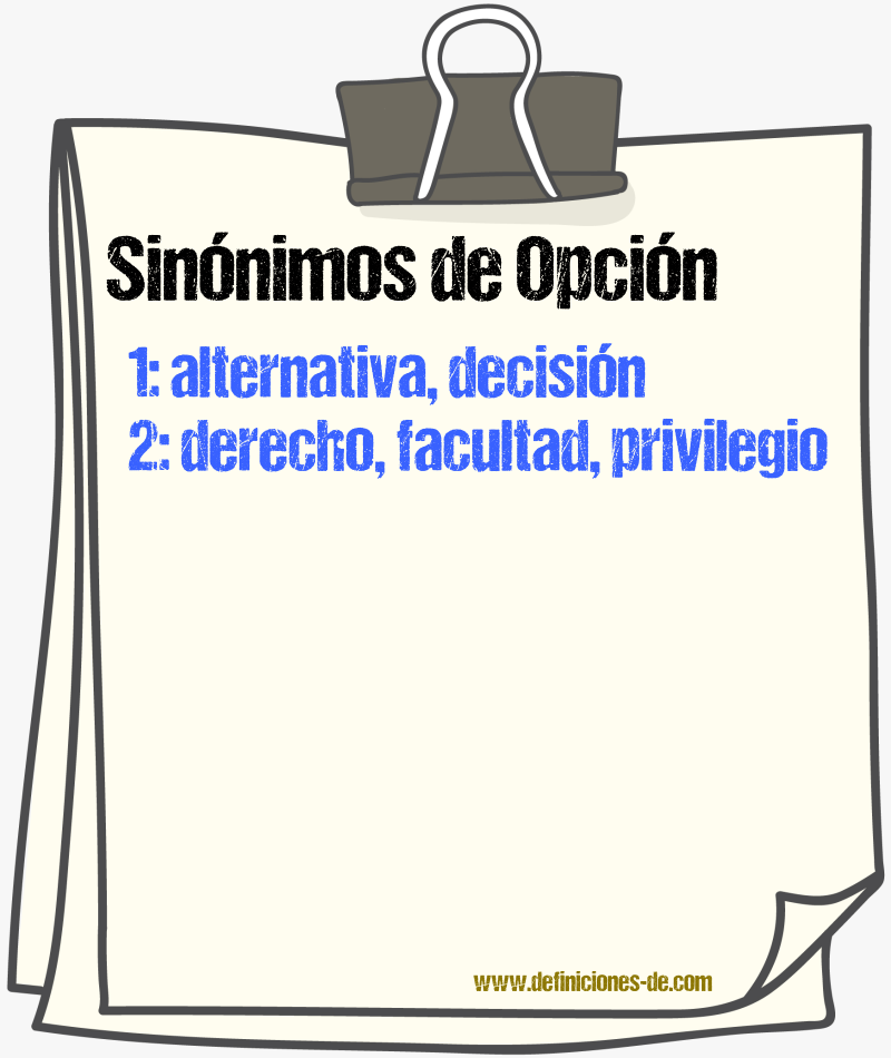 Sinnimos de opcin