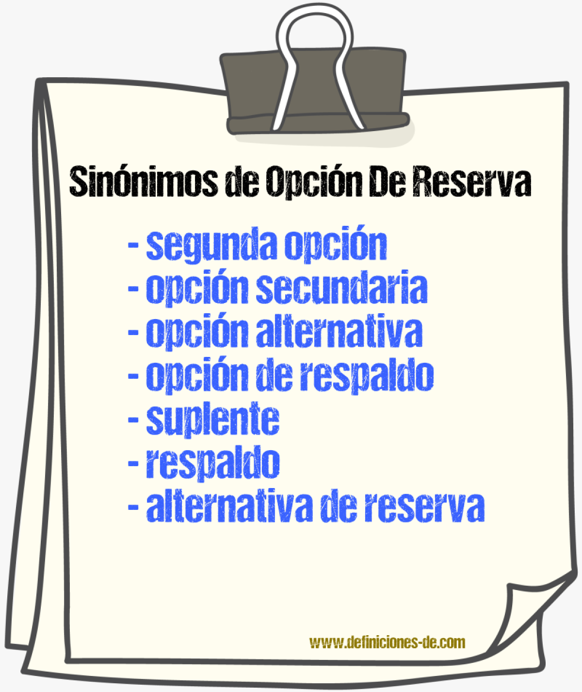 Sinónimos de opción de reserva