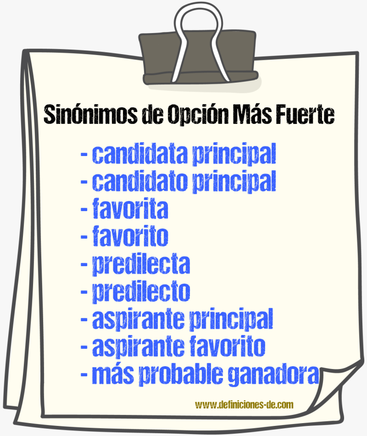 Sinónimos de opción más fuerte