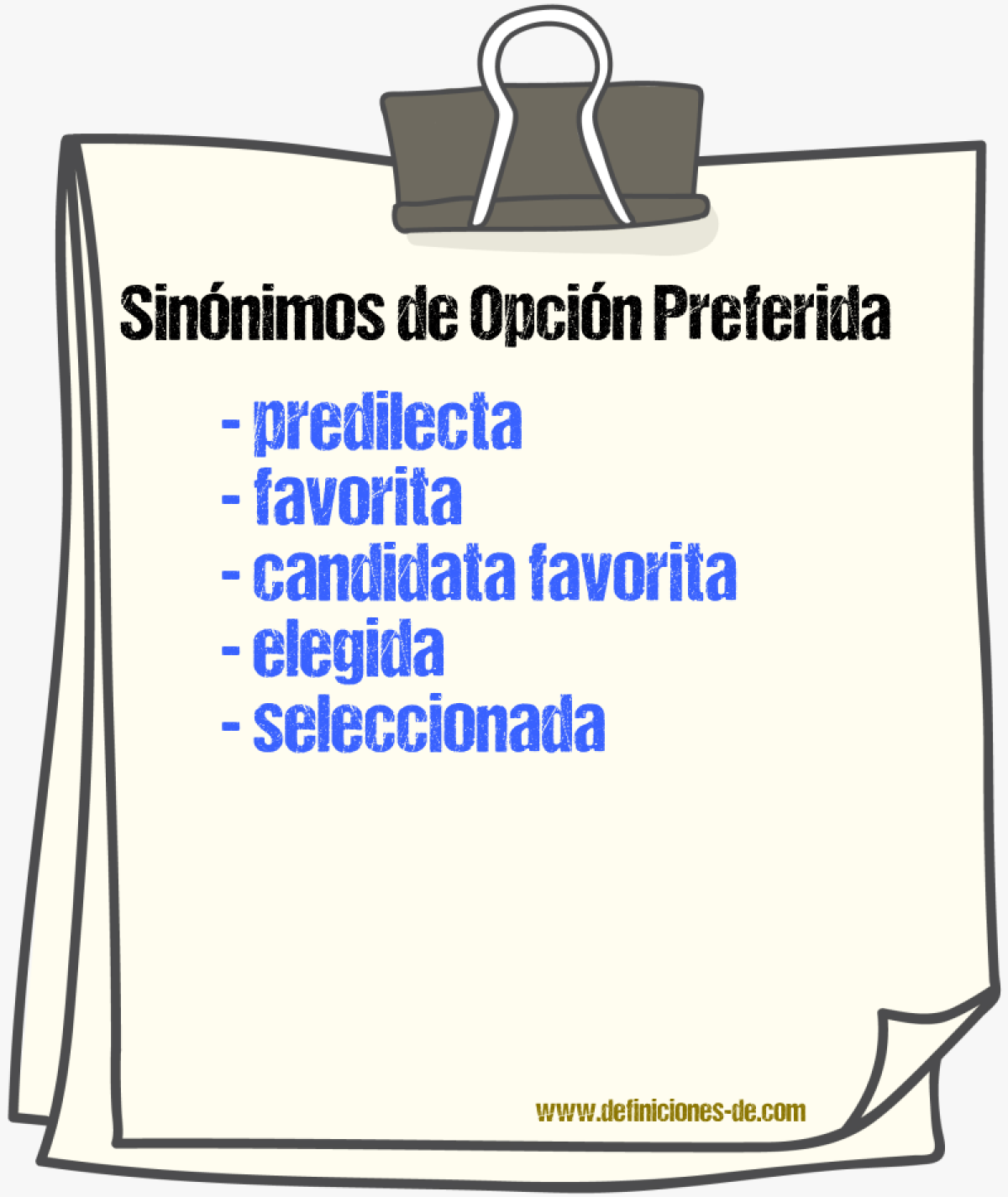 Sinónimos de opción preferida