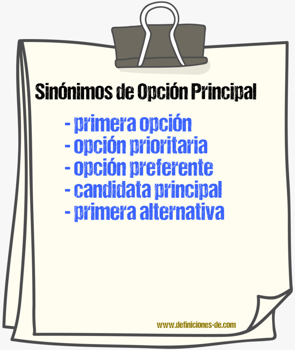 Sinónimos de opción principal