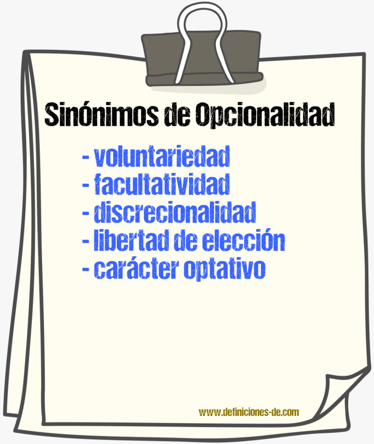 Sinónimos de opcionalidad