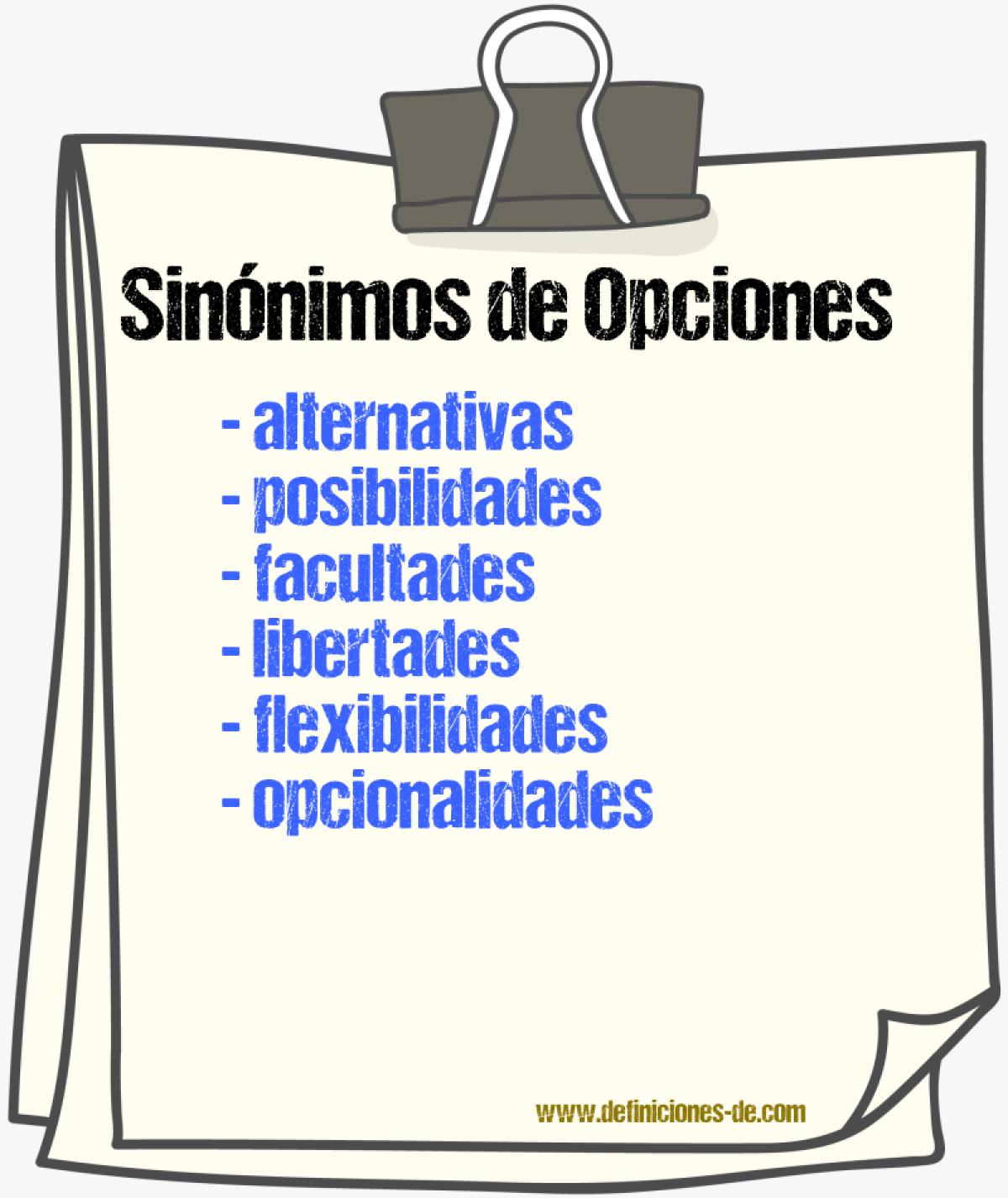 Sinónimos de opciones