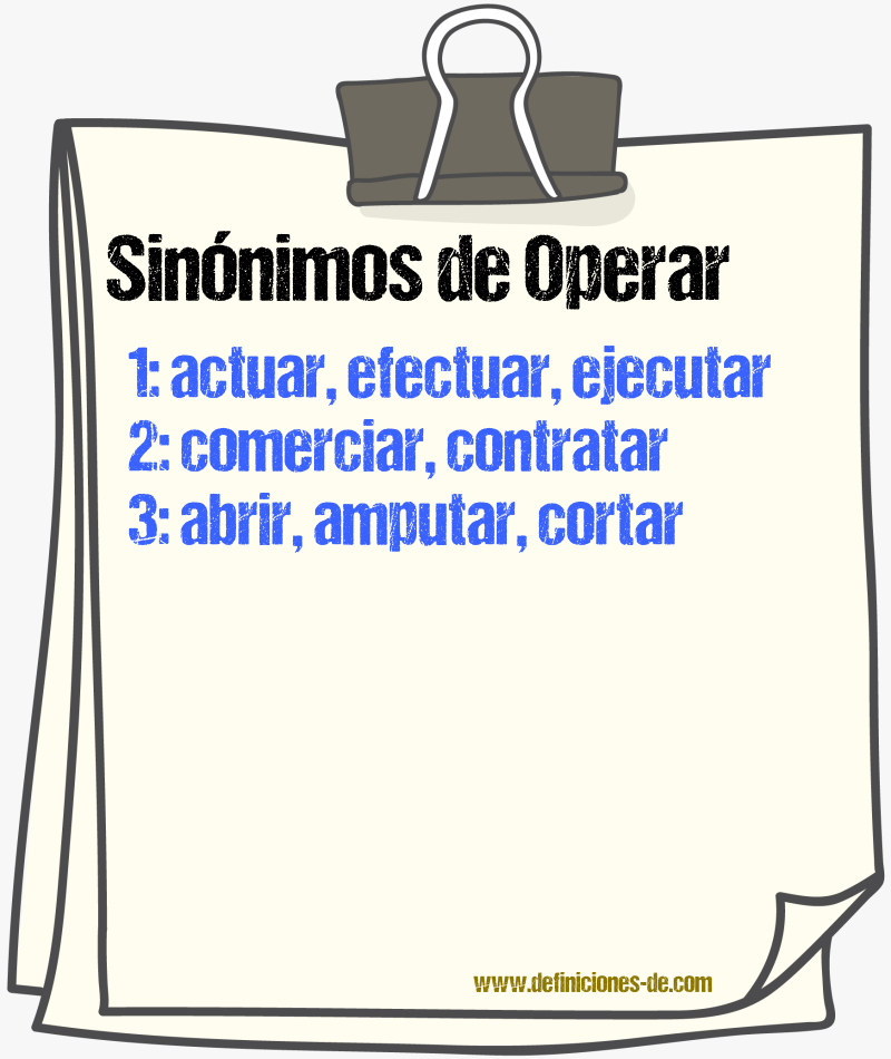 Sinnimos de operar