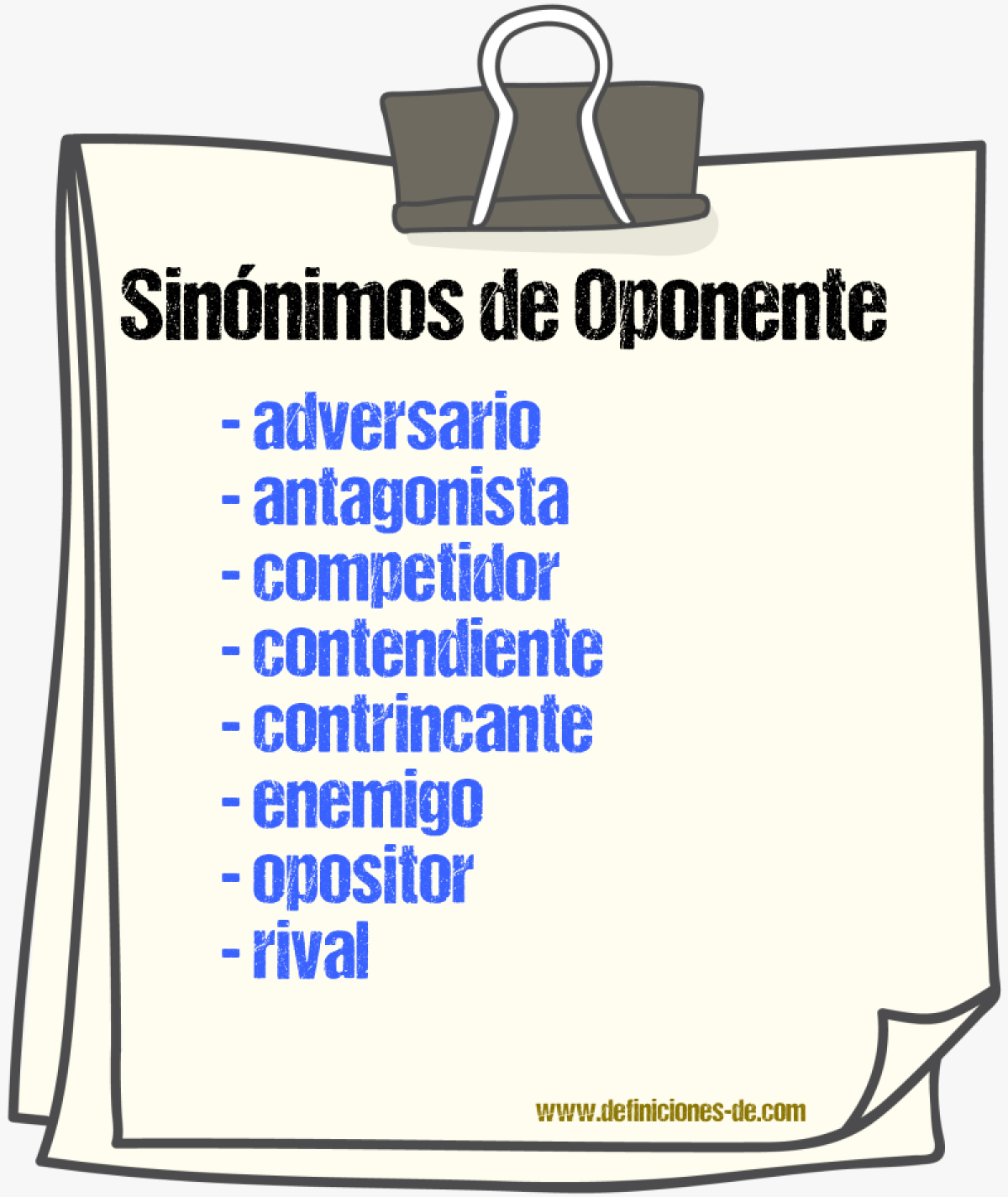 Sinnimos de oponente