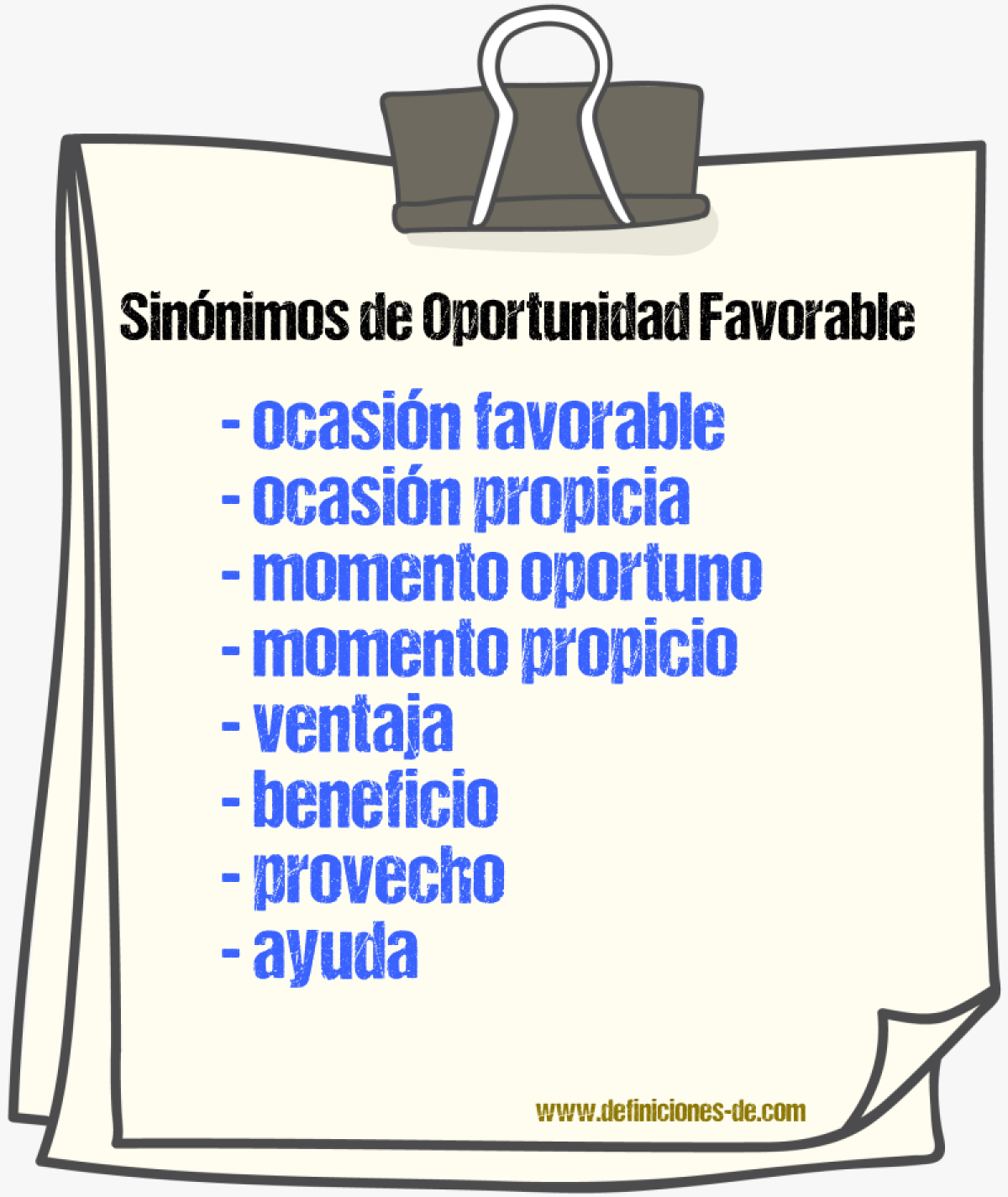 Sinónimos de oportunidad favorable