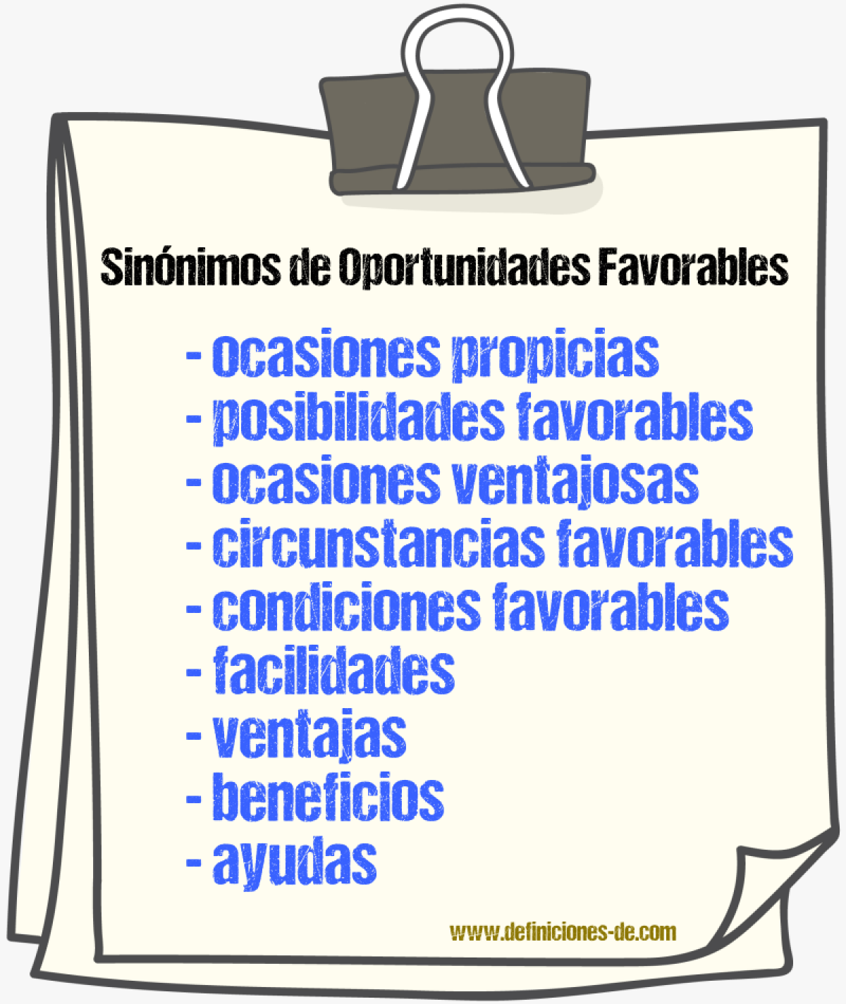 Sinónimos de oportunidades favorables