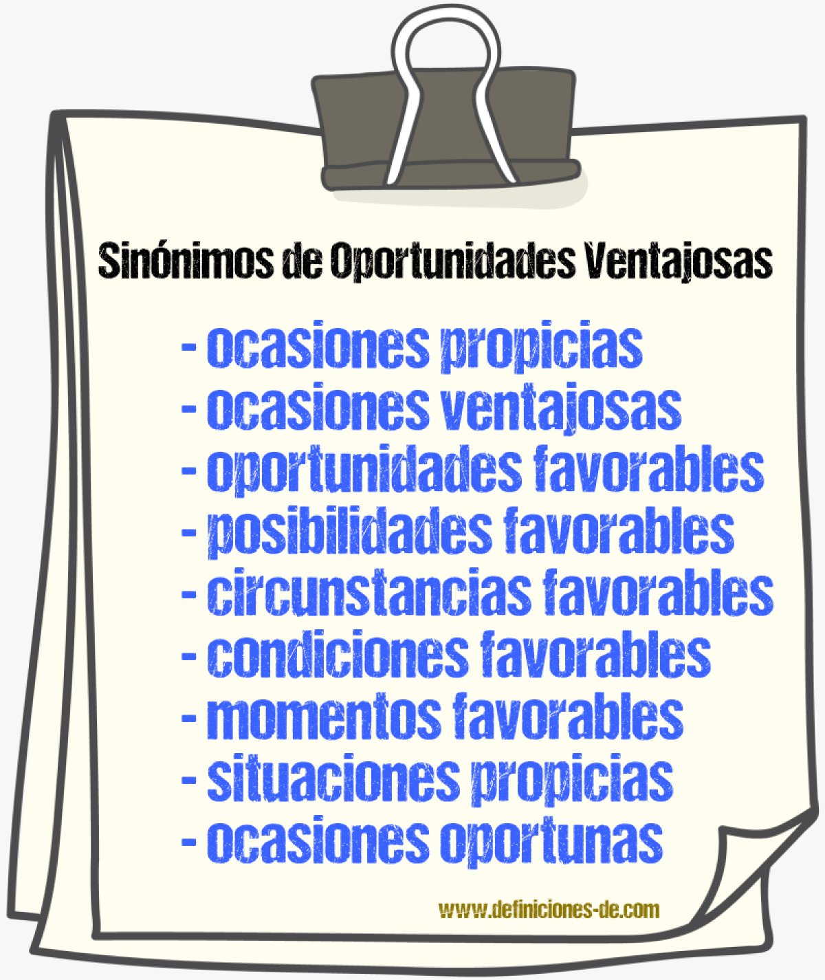 Sinónimos de oportunidades ventajosas