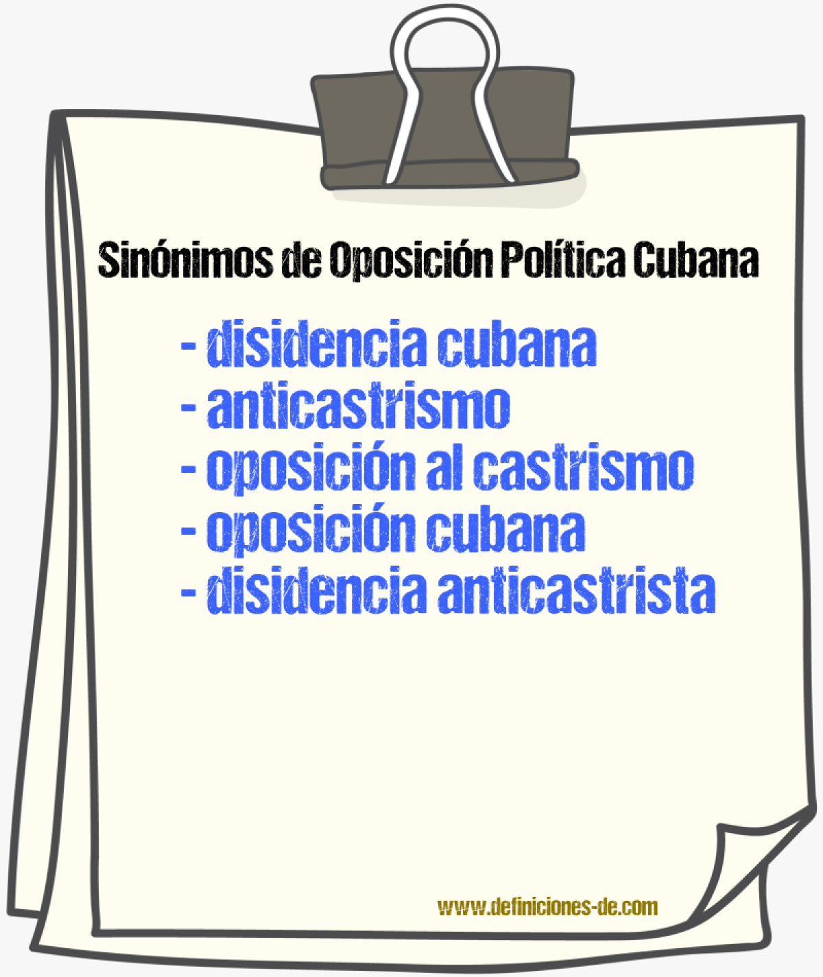 Sinónimos de oposición política cubana