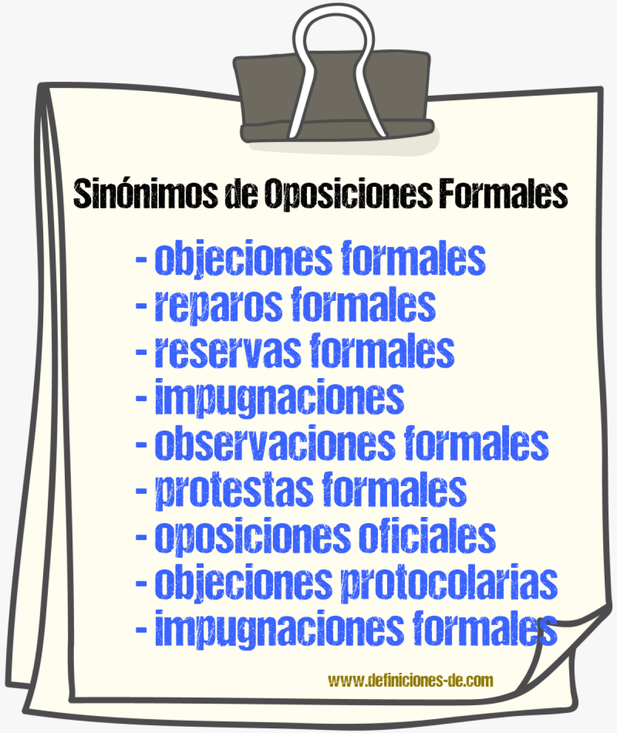 Sinónimos de oposiciones formales