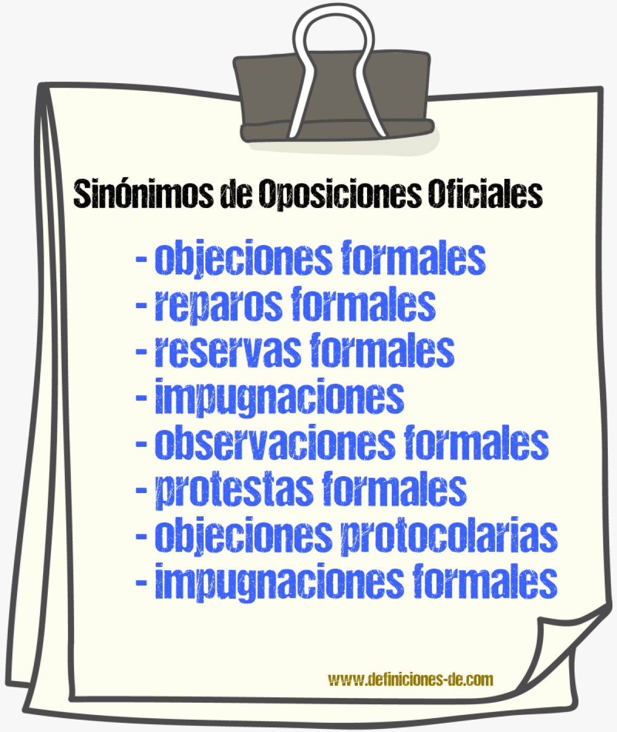 Sinónimos de oposiciones oficiales