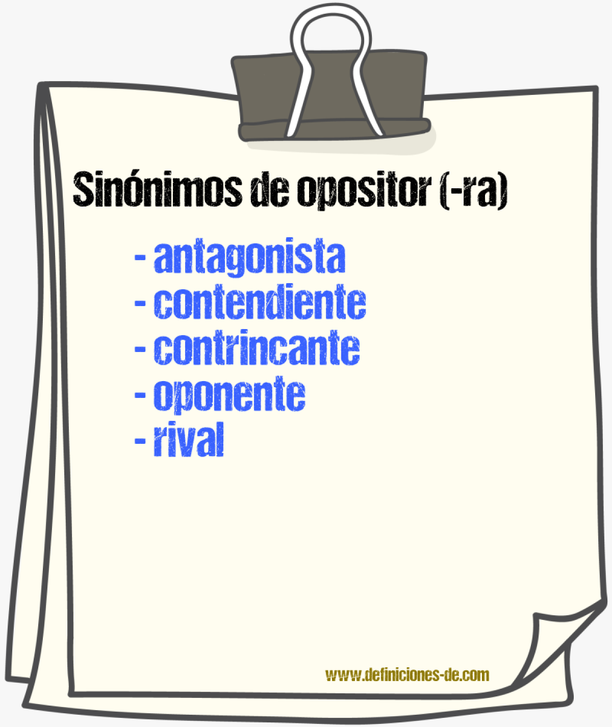 Sinnimos de opositor