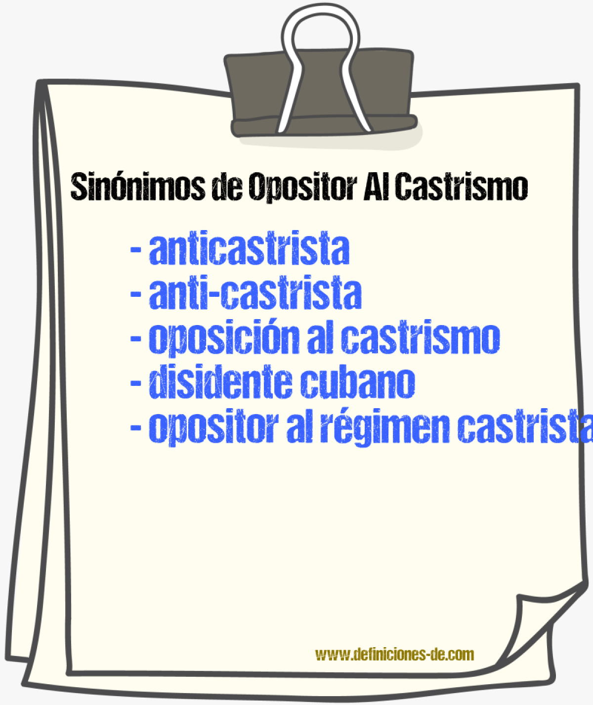Sinónimos de opositor al castrismo