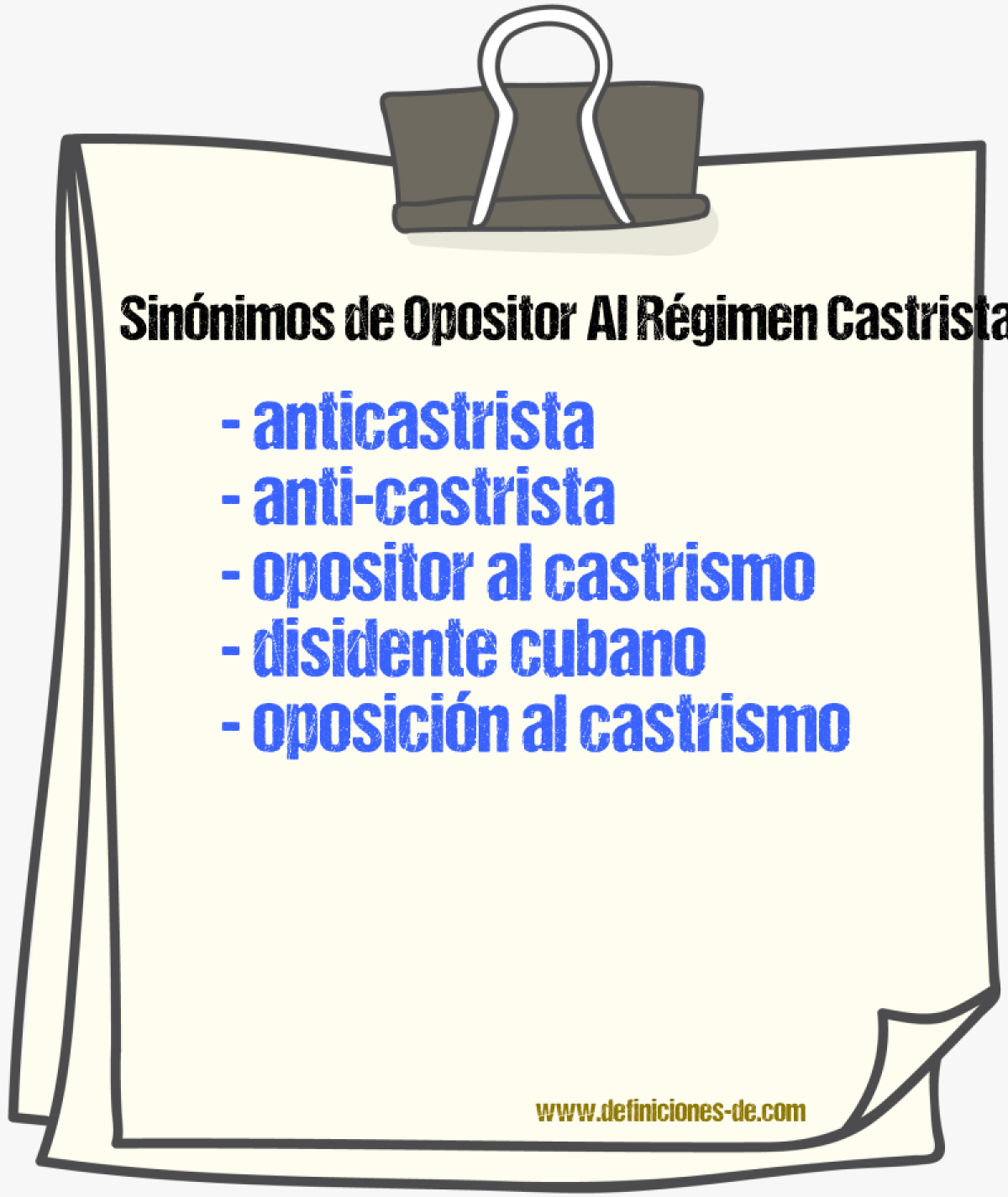 Sinónimos de opositor al régimen castrista