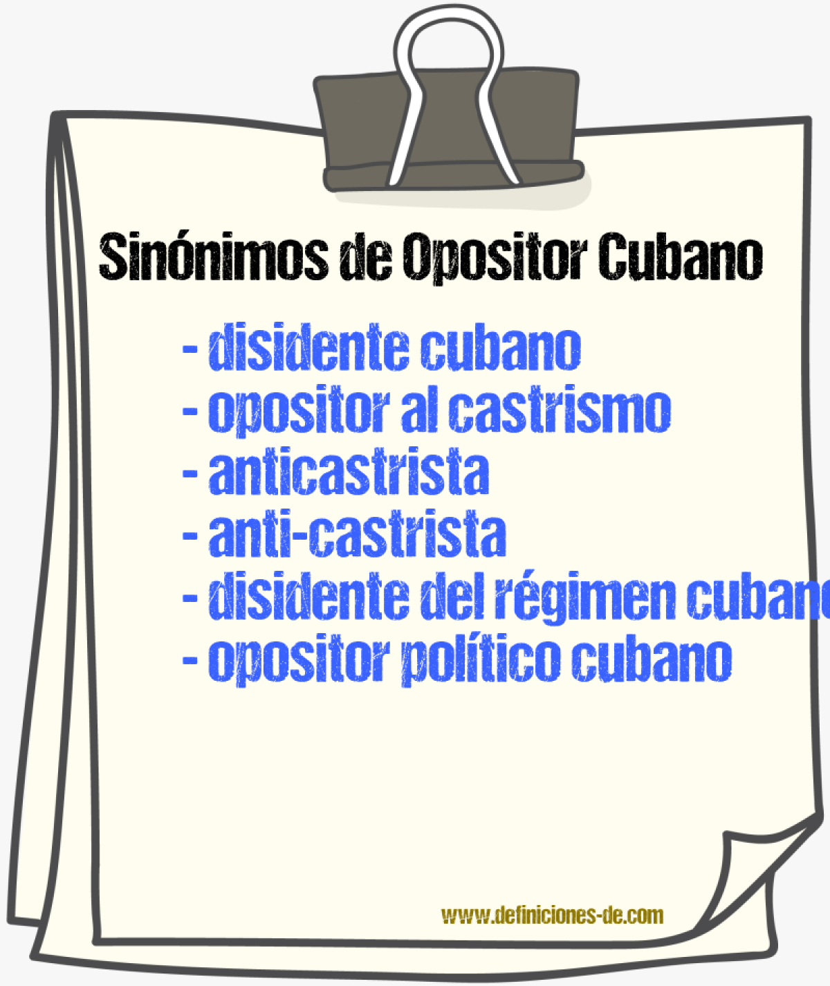 Sinónimos de opositor cubano