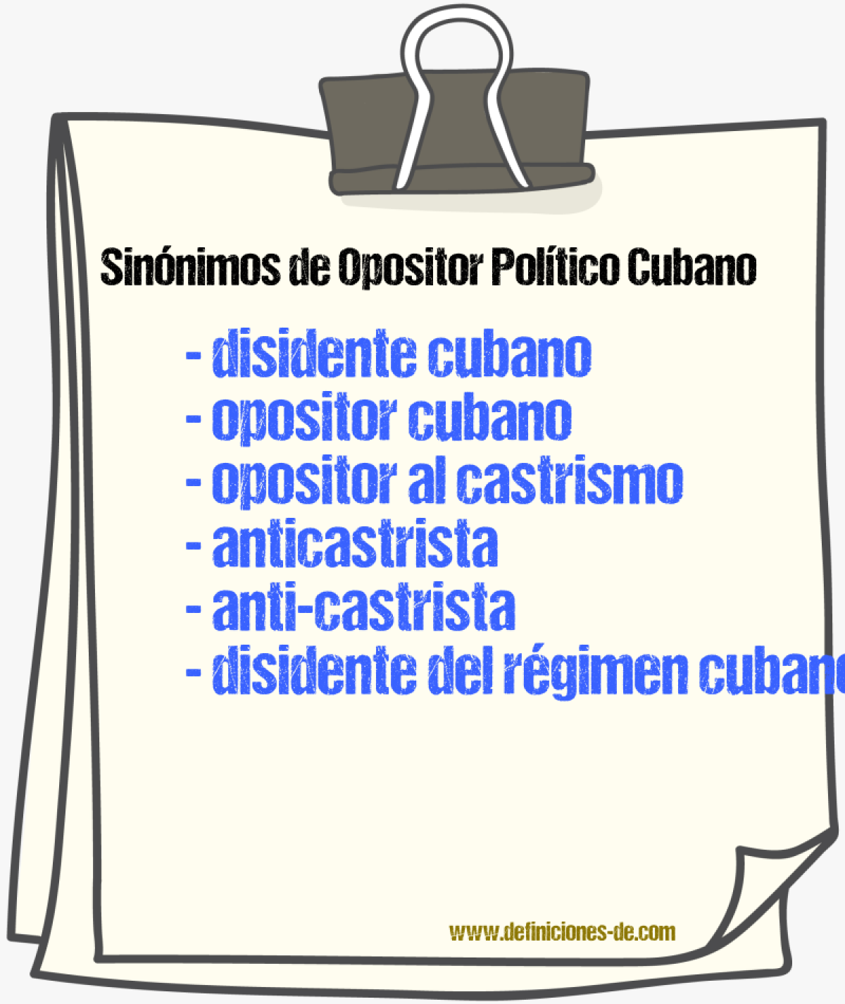 Sinónimos de opositor político cubano