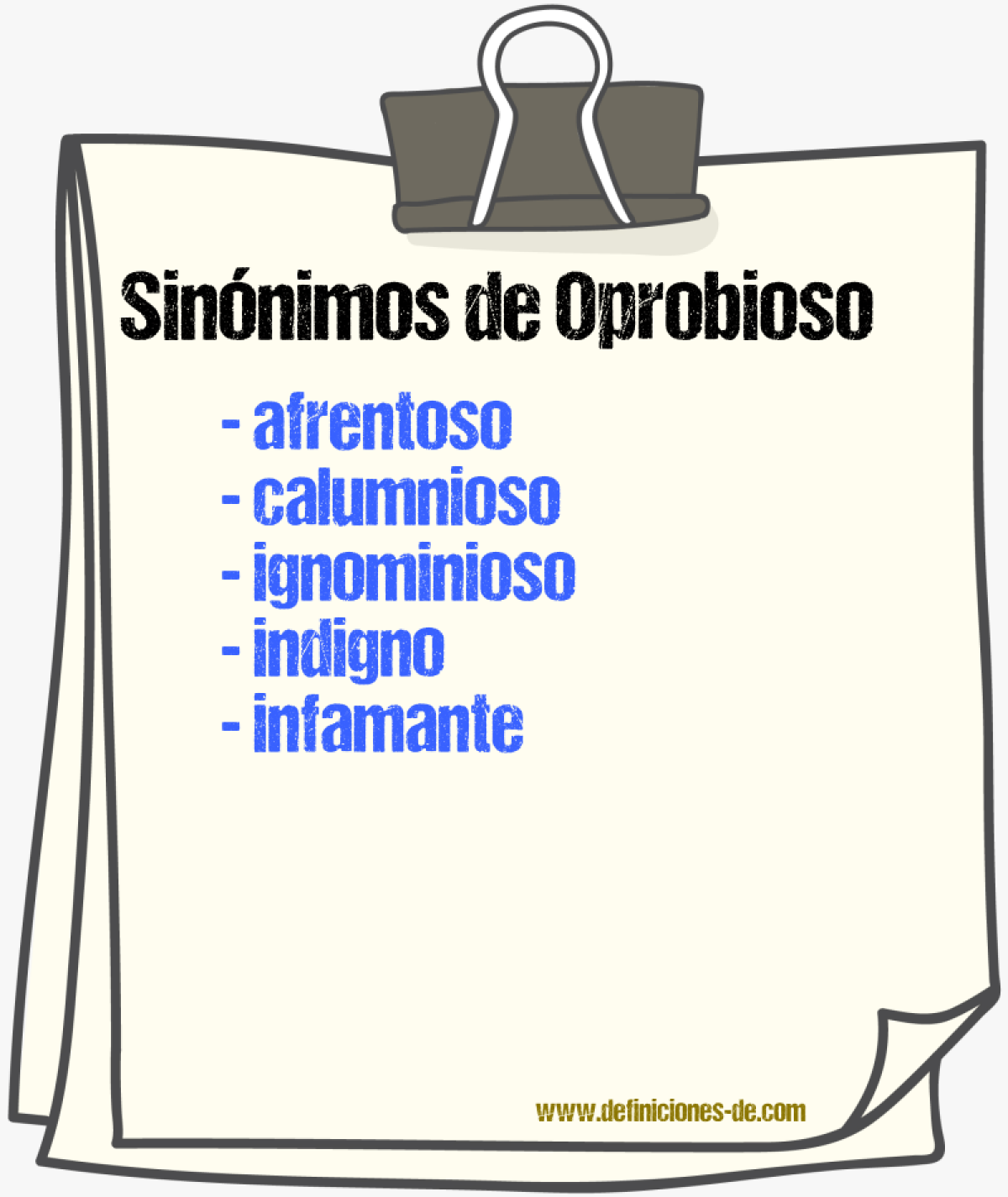 Sinnimos de oprobioso