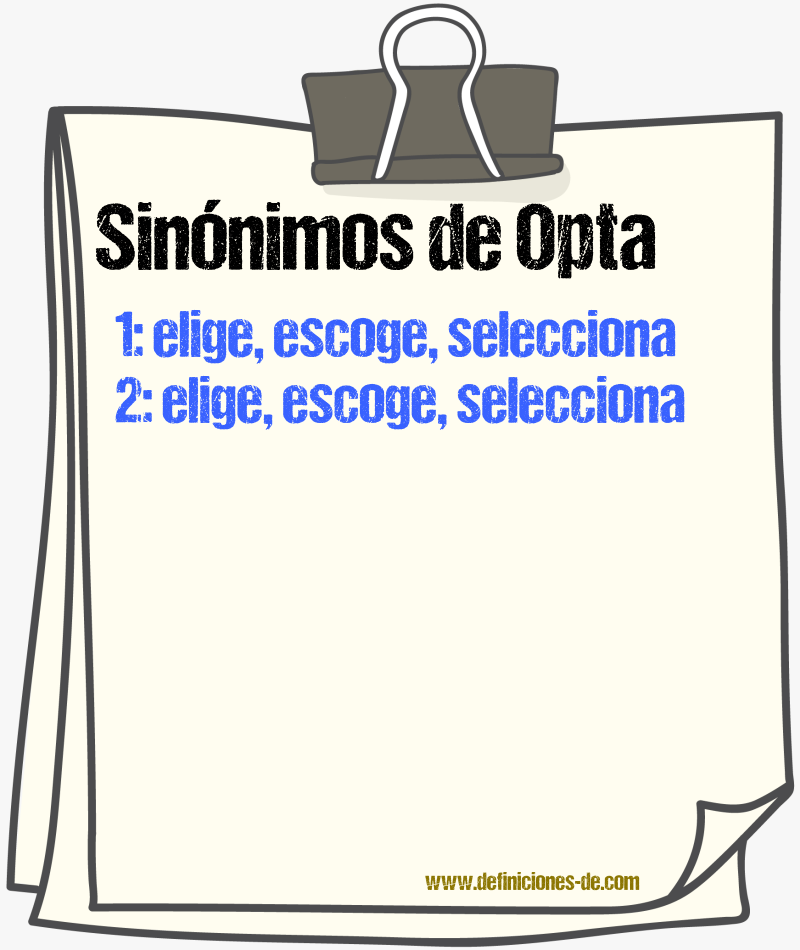 Sinónimos de opta